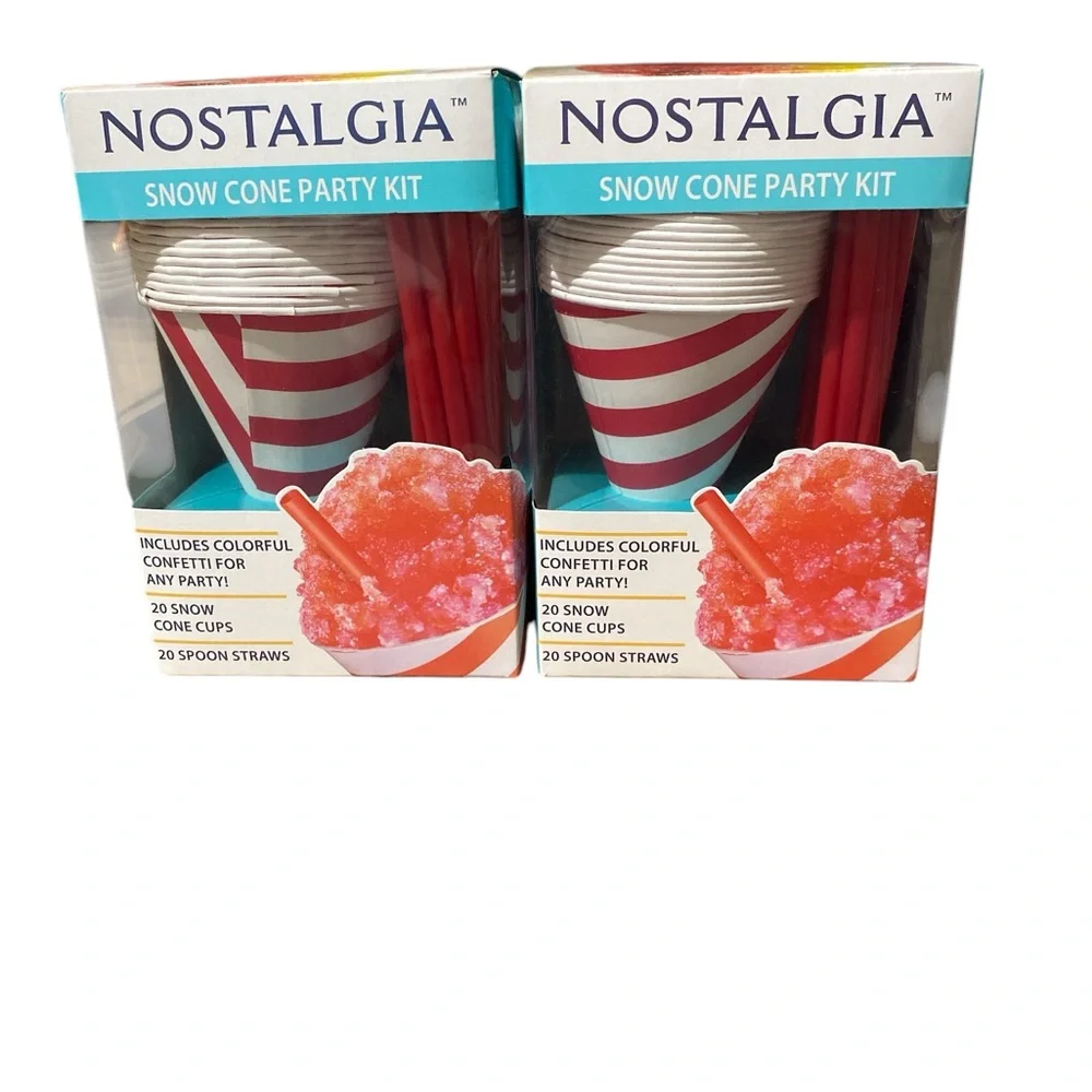 NEW- Two Nostalgia Red and White Snow Cone Party Kits